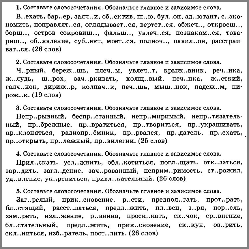 Русский язык 7. Контрольные словарные работы