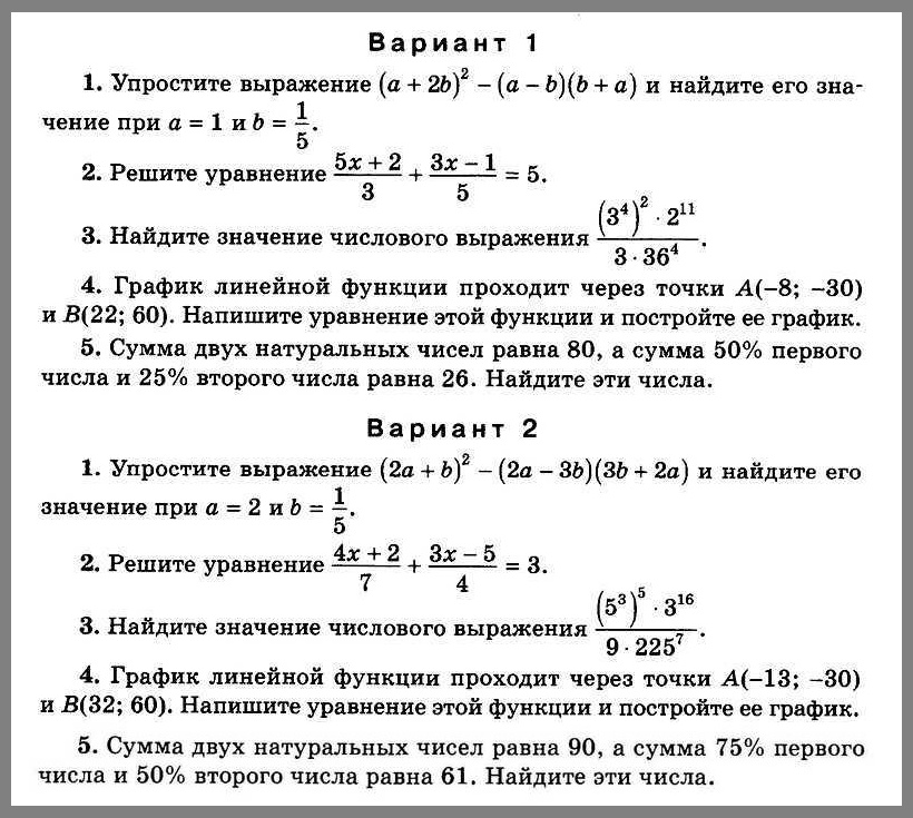 Алгебра 7 Итоговая контрольная (Рурукин)