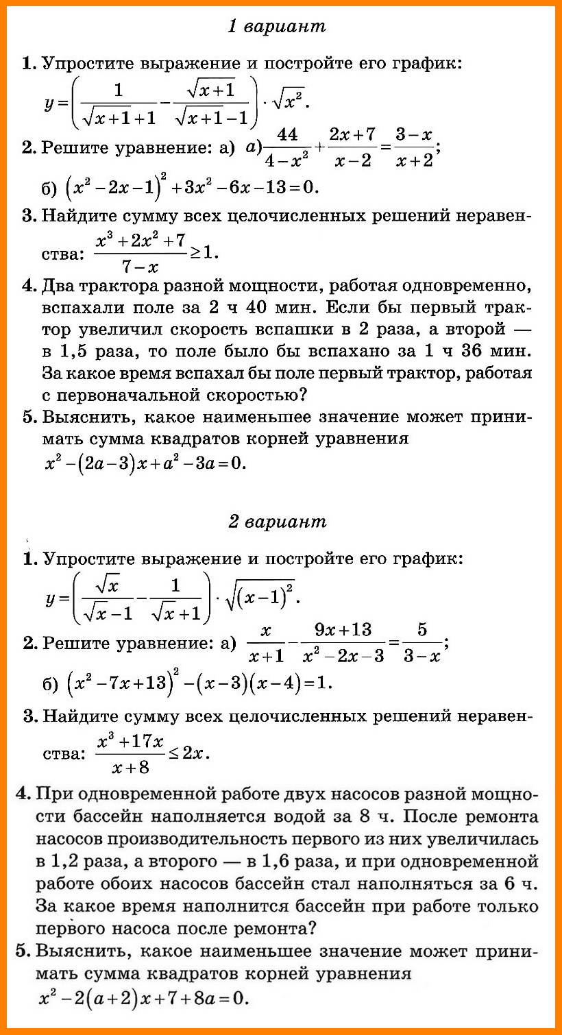 Алгебра 8 класс Итоговая (угл.)