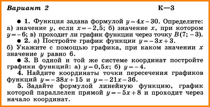 Контрольная работа № 3 по алгебре с ответами (К-3 В-2)